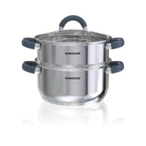 Sunhouse front view of 3-quart steamer pot showing compact design and storage benefit