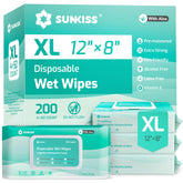 SUNKISS pack frontal mostrando 200 toallitas y tapa resealable para conservación