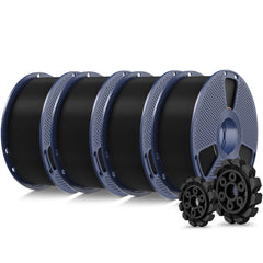 SUNLU front packaging showing 4-pack black spools and product labeling benefit durability