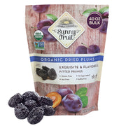 SUNNY FRUIT front packaging showing resealable bulk bag and organic label, convenient storage benefit