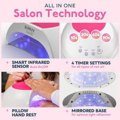 SUNUV SUN2C Rose primer plano de LED que cura gel uniformemente