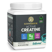 Sunwarrior envase frontal mostrando creatina micronizada y ventaja de pureza