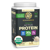 Sunwarrior envase frente mostrando diseño y beneficio proteína vegana