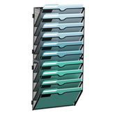 SUPEASY front view of 10-tier wall file organizer showing neat vertical storage benefit