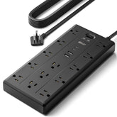superdanny regleta frontal con 13 enchufes y 4 puertos USB, organiza dispositivos