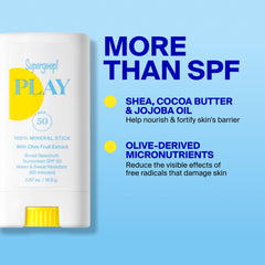 Supergoop! aplicación en el rostro beneficiando protección rápida durante actividades