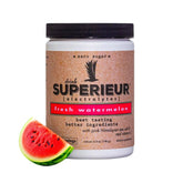 Superieur watermelon canister front view showing label and servings for clear benefit