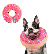 Supet vista frontal del collar inflable mostrando su forma donut y protección
