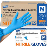 Supmedic front box showing 1000 blue gloves and clear labeling for fast selection