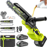 Supstable mini chainsaw front view showing compact design and ergonomic handle for easier cutting