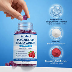 SUUDUUL etiqueta de ingredientes destacando magnesio bisglicinato y limpieza
