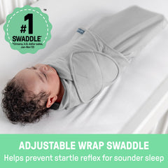 SwaddleMe vista trasera con etiqueta informativa y talla del producto
