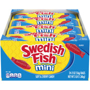 SWEDISH FISH paquete frontal mini mostrando bolsitas selladas y práctico formato