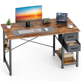 Sweetcrispy desk front view showing brown finish and compact footprint, ideal for small rooms