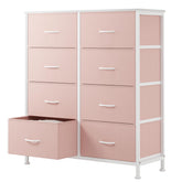 Sweetcrispy front view of pink dresser showing organized storage benefit