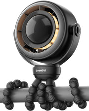 SWEETFULL ventilador frontal negro mostrando diseño seguro y portátil