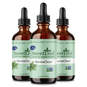 SweetLeaf vista frontal del pack de 3 mostrando envases compactos y conveniencia