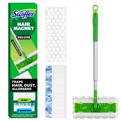 Swiffer mostrando el kit Deluxe frontal, limpieza eficiente