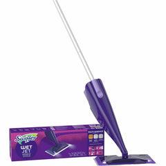 Swiffer WetJet vista frontal del kit completo listo para usar, limpieza rápida