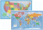 Swiftmaps front view of both 24x36 laminated maps showing clear visuals and versatility