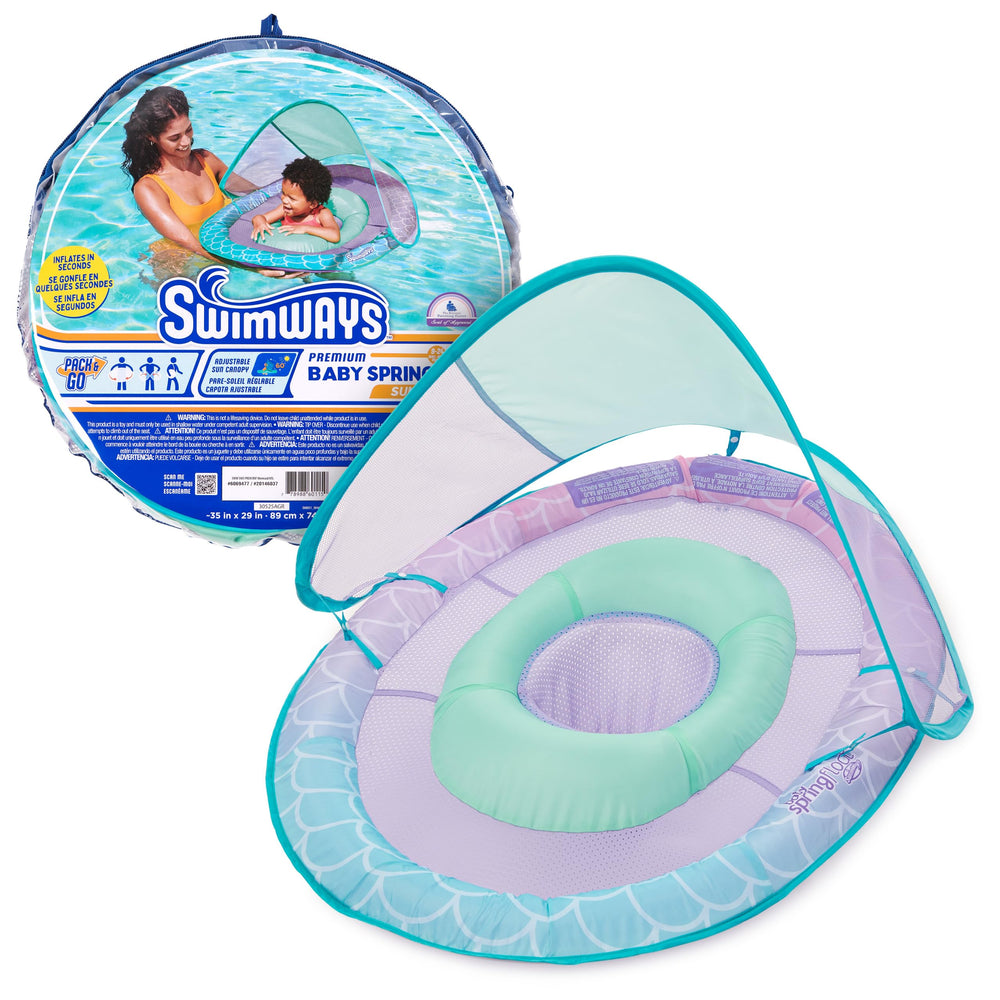 SwimWays vista frontal del flotador Mermaid con colores visibles y sombra