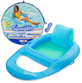 SwimWays vista frontal de la tumbona inflable mostrando comodidad y apoyo
