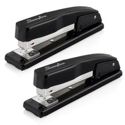 Swingline commercial stapler front view showing sturdy metal body and professional look