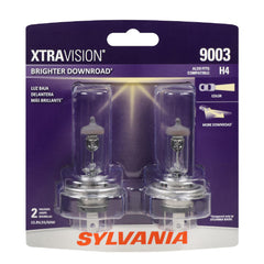 SYLVANIA 9003 XtraVision front packaging showing product benefits and fit