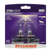 SYLVANIA 9005 front packaging showing two bulbs and brand benefits