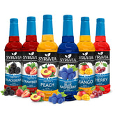 SYRUVIA front pack showing six sugar-free syrup bottles for versatile flavoring