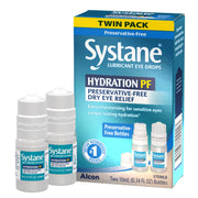 Systane frontal del envase mostrando presentación sin conservantes y beneficio hidratante