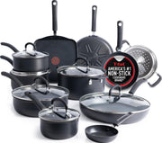 T-Fal frontal del set de 17 piezas mostrando versatilidad y organización