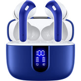 TAGRY auriculares X08 frontal y estuche abierto mostrando auriculares y beneficio de transporte