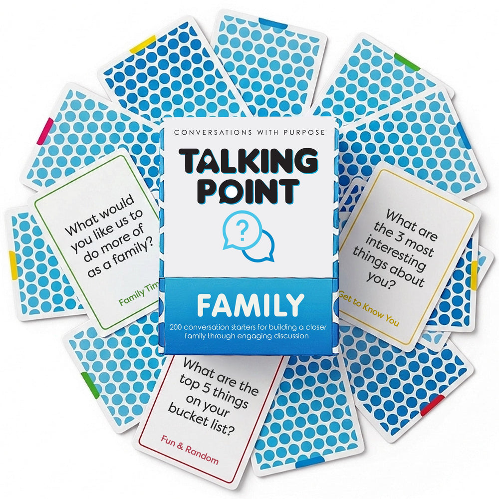 TALKING POINT CARDS frente del mazo mostrando diseño y cantidad de cartas