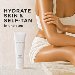 Tan-Luxe envase abierto que resalta la consistencia tipo manteca nutritiva