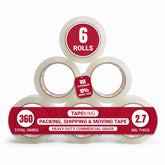 Tape King vista frontal del paquete mostrando seis rollos y longitud