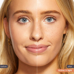 tarte demostración en rostro creando pecas naturales y efecto solar