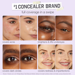 tarte shape tape under-eye demo on model showing brightening benefit and creaseless finish