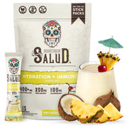Taste Salud front packaging showing piña colada flavor and benefits