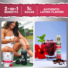 Taste Salud polvo textura en primer plano, disolución rápida y sabor
