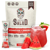 Taste Salud front packaging showing product name and watermelon margarita flavor benefits