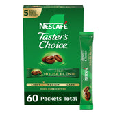 Taster's Choice frente del empaque mostrando 60 sobres y conveniencia