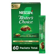 Taster's Choice frente del empaque mostrando 60 sobres y conveniencia