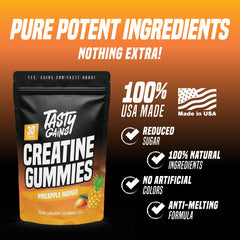 TASTY GAINS gominolas en mano para comparar tamaño y facilidad de uso