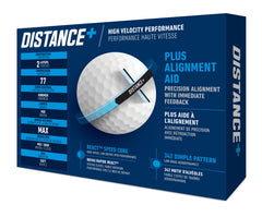 TaylorMade Distance+ core close-up highlighting REACT Speed Core for higher ball speed
