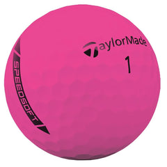 TaylorMade SpeedSoft Pink primer plano de la textura de la cubierta y tacto suave