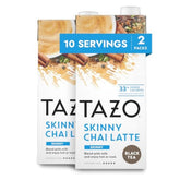 TAZO envase frontal mostrando concentrado de chai y conveniencia