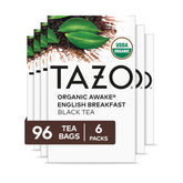 TAZO paquete frontal mostrando 96 bolsitas y conveniencia de uso