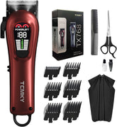 TCMKY vista frontal del cortapelos con accesorios beneficios para cortes completos