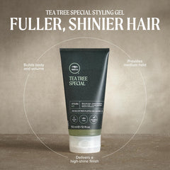 Tea Tree textura del gel en primer plano destacando consistencia brillante